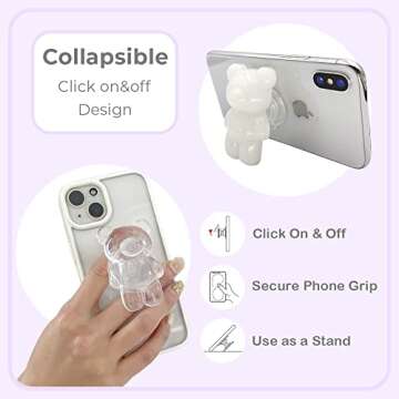 Lito.Dito Cute Bear Heart Phone Grip for Smartphones