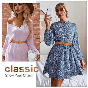 VONMELLI 3 Pack Women's Belts for Jeans Pants Fashion Alloy Gold Buckle Ladies Dress Belt Black Brown Beige S