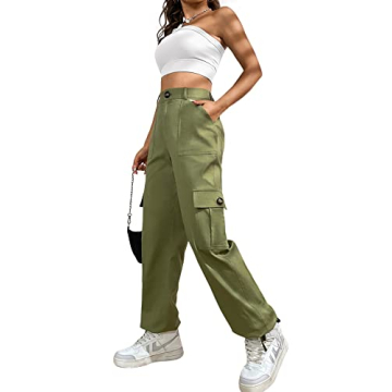 LOLOCCI Women's High Waisted Cargo Pants with Pockets