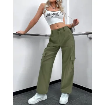 LOLOCCI Women's High Waisted Cargo Pants with Pockets