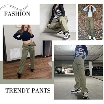 LOLOCCI Women's High Waisted Cargo Pants with Pockets