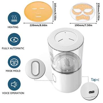 Facial Mask Machine, Face Mask Maker Multi-Function Natural Fruit Vegetable Collagen Cream Mask Machine USB Rechargeable DIY Automatic Facial Care Face Mask Maker Machine