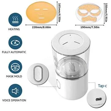 Facial Mask Machine, Face Mask Maker Multi-Function Natural Fruit Vegetable Collagen Cream Mask Machine USB Rechargeable DIY Automatic Facial Care Face Mask Maker Machine
