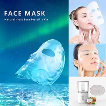 Facial Mask Machine, Face Mask Maker Multi-Function Natural Fruit Vegetable Collagen Cream Mask Machine USB Rechargeable DIY Automatic Facial Care Face Mask Maker Machine