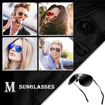 mxnx Aviator Sunglasses for Men Polarized Women UV Protection Lightweight Driving Fishing Sports Unisex glasses MX208 Gun Frame Black Lens