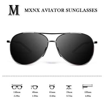mxnx Aviator Sunglasses for Men Polarized Women UV Protection Lightweight Driving Fishing Sports Unisex glasses MX208 Gun Frame Black Lens