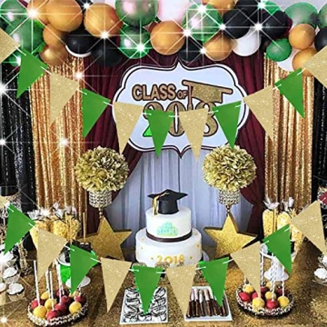 Stylish Green Gold Graduation Decorations 2024 for Parties