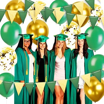 Stylish Green Gold Graduation Decorations 2024 for Parties