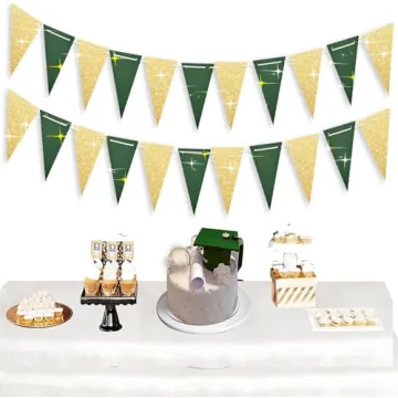 Stylish Green Gold Graduation Decorations 2024 for Parties