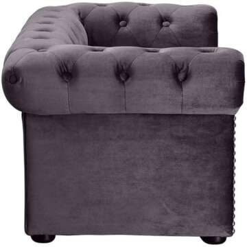 TOV Furniture The Dachshund Collection Velvet Upholstered Handmade Elevated Sofa Pet Dog Bed, Gray