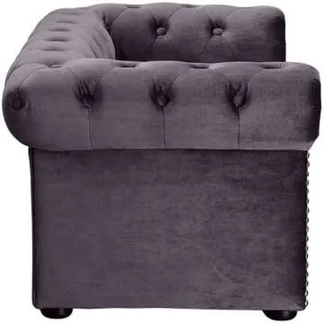 TOV Furniture The Dachshund Collection Velvet Upholstered Handmade Elevated Sofa Pet Dog Bed, Gray