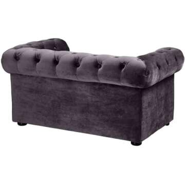 TOV Furniture The Dachshund Collection Velvet Upholstered Handmade Elevated Sofa Pet Dog Bed, Gray