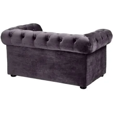 TOV Furniture The Dachshund Collection Velvet Upholstered Handmade Elevated Sofa Pet Dog Bed, Gray
