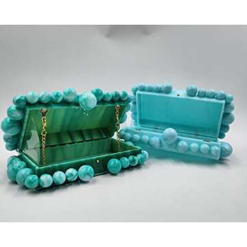 Acrylic Evening Handbag for Women - Graceful Marble Clutch Satchel