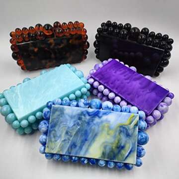Acrylic Evening Handbag for Women – Elegant Marble Clutch
