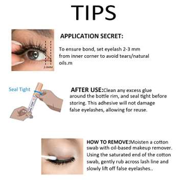 Clear Eyelash Glue Super Strong Hold Clear Eyelash Adhesive Waterproof Lash Glue Latex-Free Suitable for Sensitive Eyes Lashes Glue 5ml 0.18 OZ (1 Pack Clear)
