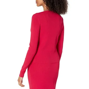 Elegant Fitted Rib Cardigan Sweater for Women