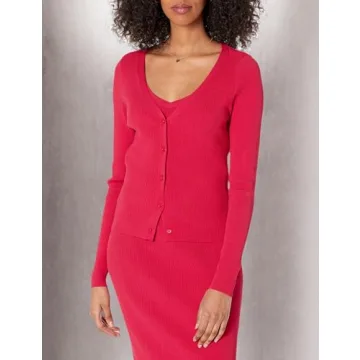 Elegant Fitted Rib Cardigan Sweater for Women