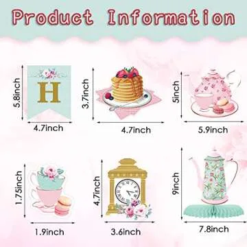 Floral Tea Party Decorations Set - Multicolor Birthday Banner, Teapot Centerpieces, Honeycomb & Hang...