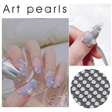 2800 Pieces Pearl Stickers, 4 Size White Flat Back Pearls Sticker Self-Adhesive Craft Pearls Faux Pearl Gems Embellishment for Face Beauty Makeup Nail Art Phone DIY Crafts Scrapbooking