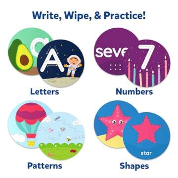Skillmatics Write & Learn Reusable Cards for Toddlers - Letters, Numbers, Patterns & Shapes, Travel Game, Preschool Learning, Gifts for Kids Ages 3, 4, 5, 6