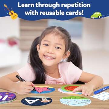 Skillmatics Write & Learn Reusable Cards for Toddlers - Letters, Numbers, Patterns & Shapes, Travel Game, Preschool Learning, Gifts for Kids Ages 3, 4, 5, 6