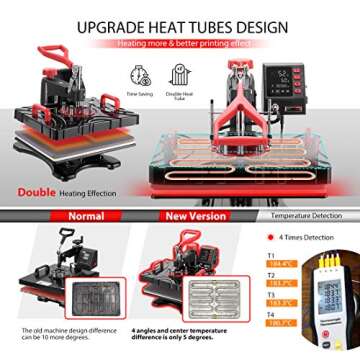 VIVOHOME Upgraded 11 in 1 Combo Multifunctional Swing Away Clamshell Printing Sublimation Heat Press Transfer Machine for T-Shirt Hat Cap Mug Plate Pen 15 x 12 Inch Red