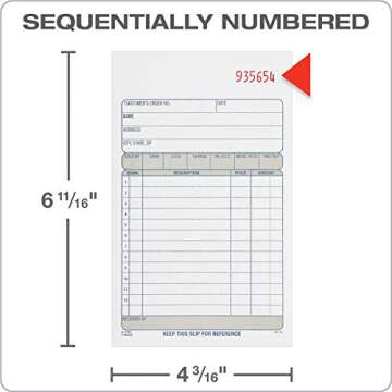 Adams Sales Order Book, 2-Part, Carbonless, White/Canary, 4-3/16 x 7-3/16 Inches, 50 Sets per Book (DC4705)