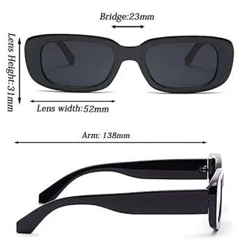 Tskestvy 2 Pack Square Rectangle Sunglasses for Women Men Y2K Retro Trendy Vintage Glasses 90S Cute Aesthetic (Black and Black)