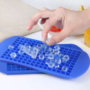 Mini Ice Cube Trays - 2 Tray Set - 160 Small Cube Silicone Molds, BPA-Free, Mini Cubes Will Chill Your Drink Faste