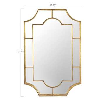 Creative Co-Op Art Deco Metal Framed Wall Mirror, Gold