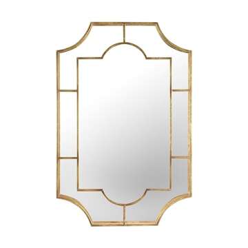 Creative Co-Op Art Deco Metal Framed Wall Mirror, Gold