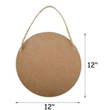 Houseuse Football & Fall y'All Sign Front Door Decor, Rustic Round Wood Wreaths Wall Hanging , Porch, Spring Summer Fall All Seasons Holiday Halloween Xmas Soccer Round 12'' (FLWOODTIS90201_35Q)