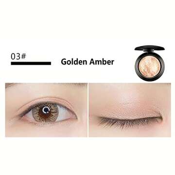 Mallofusa Single Shade Baked Eye Shadow Palette Glitter Powder in Shimmer 15 Metallic Colors Optional (Golden)