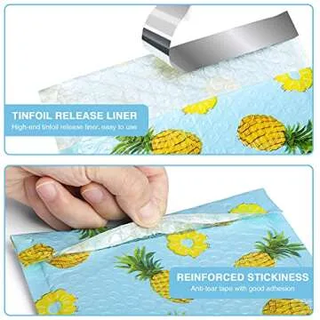 Fuxury Fu Global #2 8.5x12 Inches Pineapple Poly Bubble Mailers Designer Boutique Custom Padded Envelopes High-grade pearlescent Teal color Pack of 25