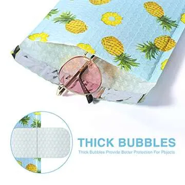 Fuxury Fu Global #2 8.5x12 Inches Pineapple Poly Bubble Mailers Designer Boutique Custom Padded Envelopes High-grade pearlescent Teal color Pack of 25