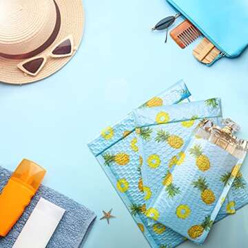 Fuxury Fu Global #2 8.5x12 Inches Pineapple Poly Bubble Mailers Designer Boutique Custom Padded Envelopes High-grade pearlescent Teal color Pack of 25