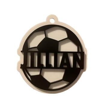 Personalized Soccer Bag Tag - Custom Acrylic & Wood Keychain