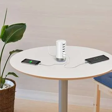 seenda USB Wall Charger, USB Phone Charger - 6-Port Multi USB Charger with Smart Identification - White