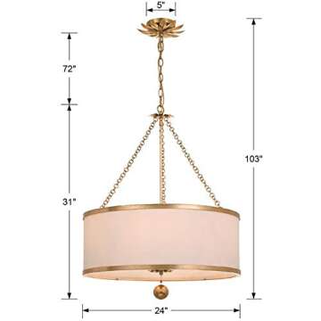 Crystorama Broche 6 Light Antique Gold Chandelier