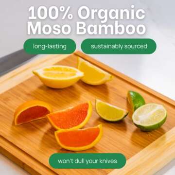 GREENER CHEF 15 Inch Medium Cutting Board with Lifetime Replacements, Bamboo Cutting Boards for Kitc...