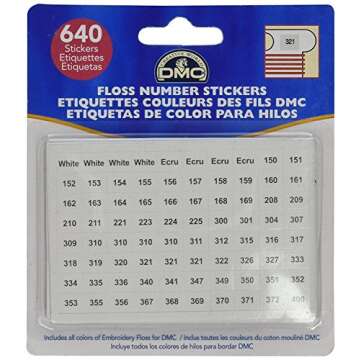 DMC 6103 Floss Number Stickers, 640-Stickers 3 PACK