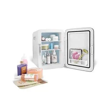 Cooluli 10L Mini Fridge for Bedroom - Car, Office Desk & College Dorm Room - 12V Portable Cooler & Warmer for Food, Drinks, Skincare, Beauty, Makeup & Cosmetics - AC/DC Small Refrigerator (White)