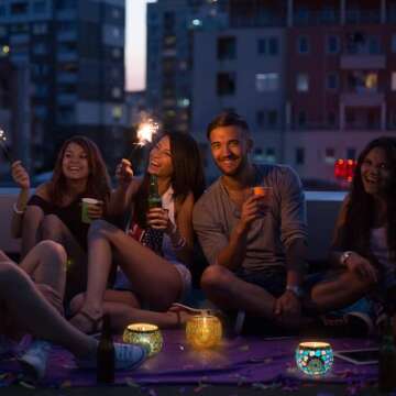 IIQ Glass Votive , Tealight , Mosaic Candle Holder, Handmade Stained Glass Beauties for Home Decor/（Style-C）