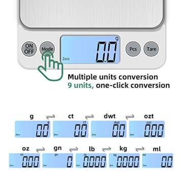 KUBEI Upgraded Larger Size Digital Food Scale Weight Grams and OZ, 5kg/0.1g Kitchen Scale for Cookin...