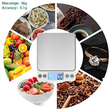 KUBEI Upgraded Larger Size Digital Food Scale Weight Grams and OZ, 5kg/0.1g Kitchen Scale for Cooking Baking, High Precision Electronic Scale with LCD Display