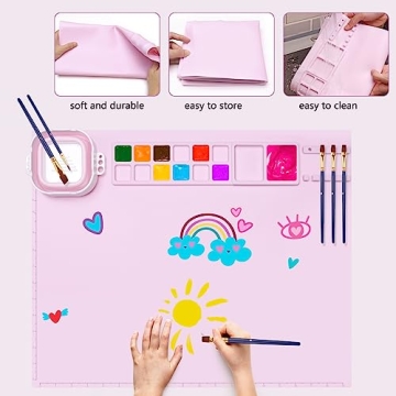 Silicone Painting Mat with Detachable Cup - 20"x16"