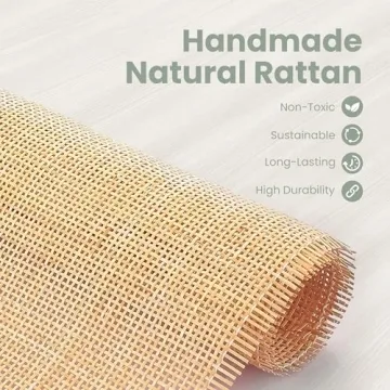 Stylish PHI VILLA Rattan Storage Cabinet with Doors