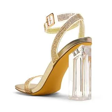 DREAM PAIRS Chunky Clear High Heel Sandals for Women