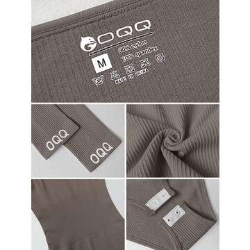 OQQ Women's Sexy Ribbed Long Sleeve Bodysuit in Black